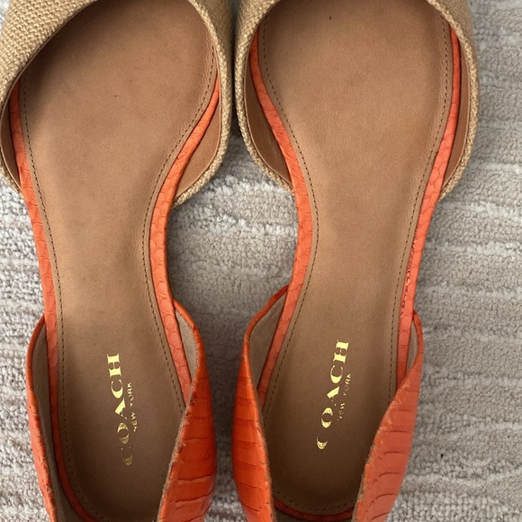 NWOB Coach Burlap Orange Leather Sandals - 7 - Picture 4 of 6